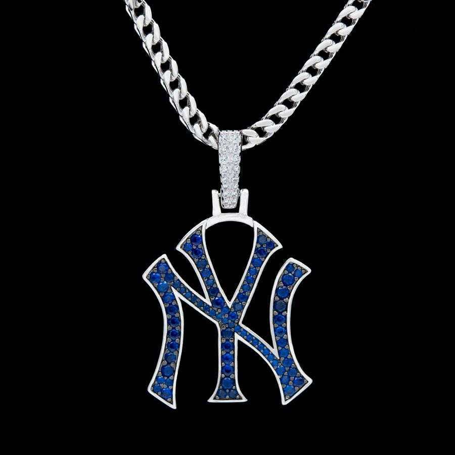 New York Yankees Official MLB Logo Pendant in White Gold