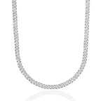 Micro Diamond Prong Cuban Chain in White Gold - 6mm