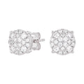 8MM Pave Set Moissanite Stud Earrings in White Gold Vermeil