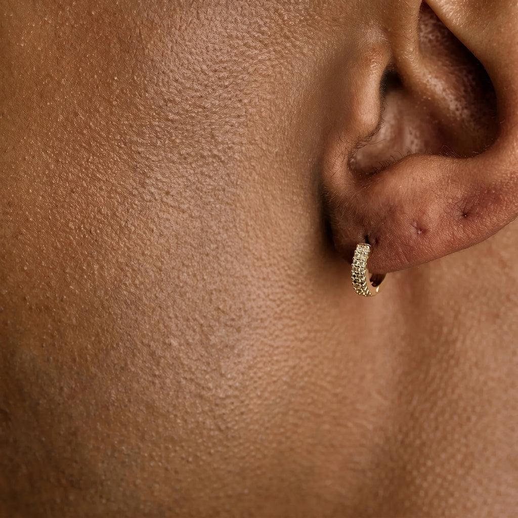 Double Row Hoop Earrings in Yellow Gold