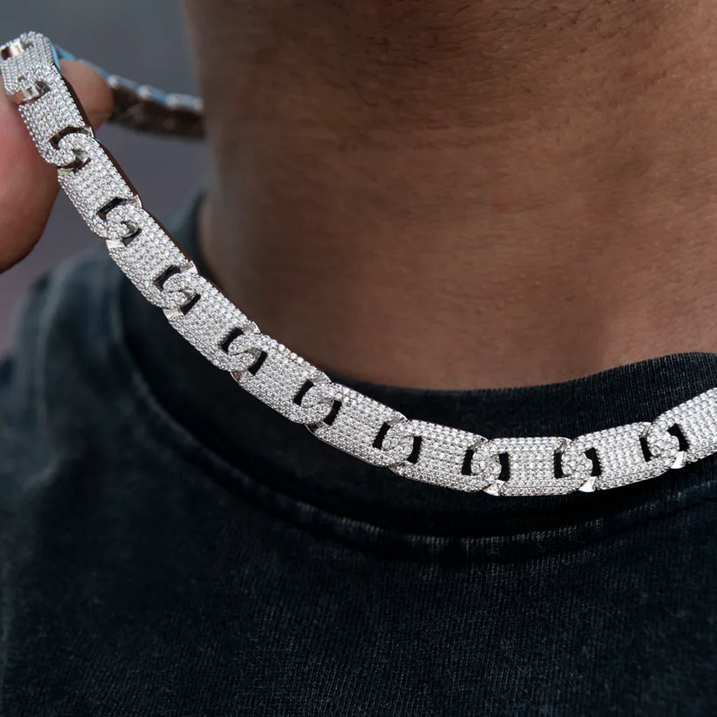 Flat Pave Valentina Chain in White Gold- 8.5mm