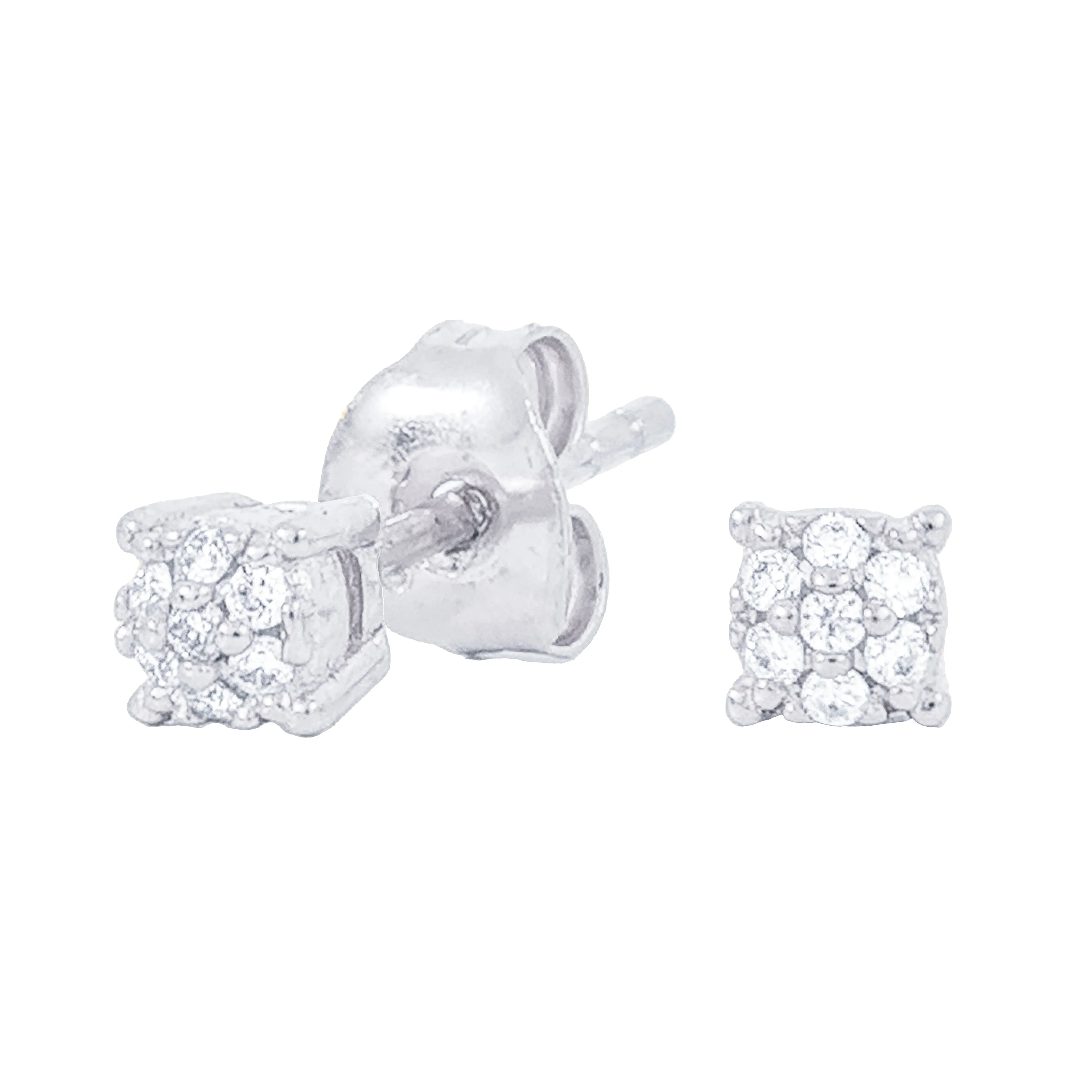 3MM Pave Round Moissanite Stud Earrings in Sterling Silver