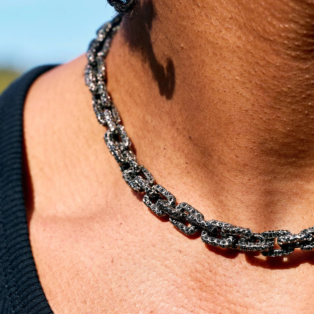GLD X Bloody Osiris Iced Black Voronoi Link Chain in Black