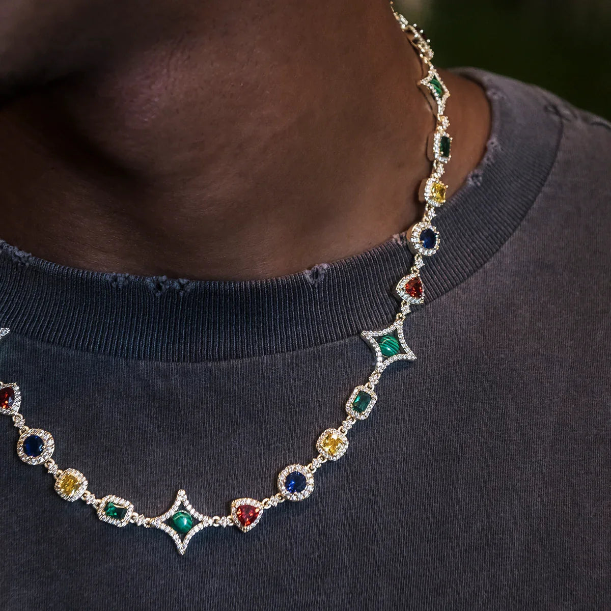 Colored Gemstone Chain in Yellow Gold - 17mm