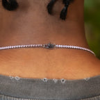 Pink Diamond Micro Tennis Chain in White Gold