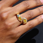 Double Pear Canary Ring in Yellow Gold Vermeil