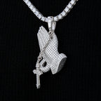 Moissanite Praying Hands Pendant in Sterling Silver