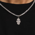 Micro Iced Hamsa Pendant in White Gold