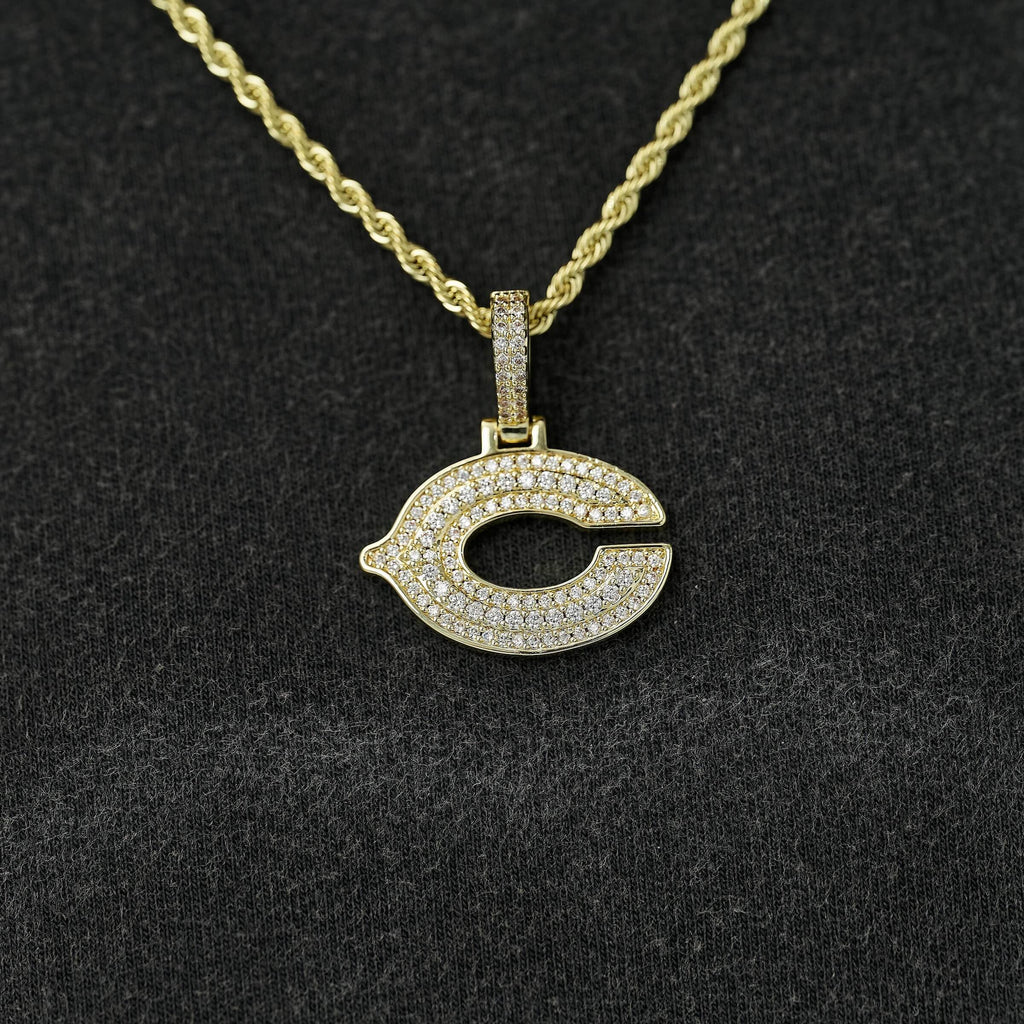 Chicago Bears Official NFL Micro Logo Pendant in Yellow Gold