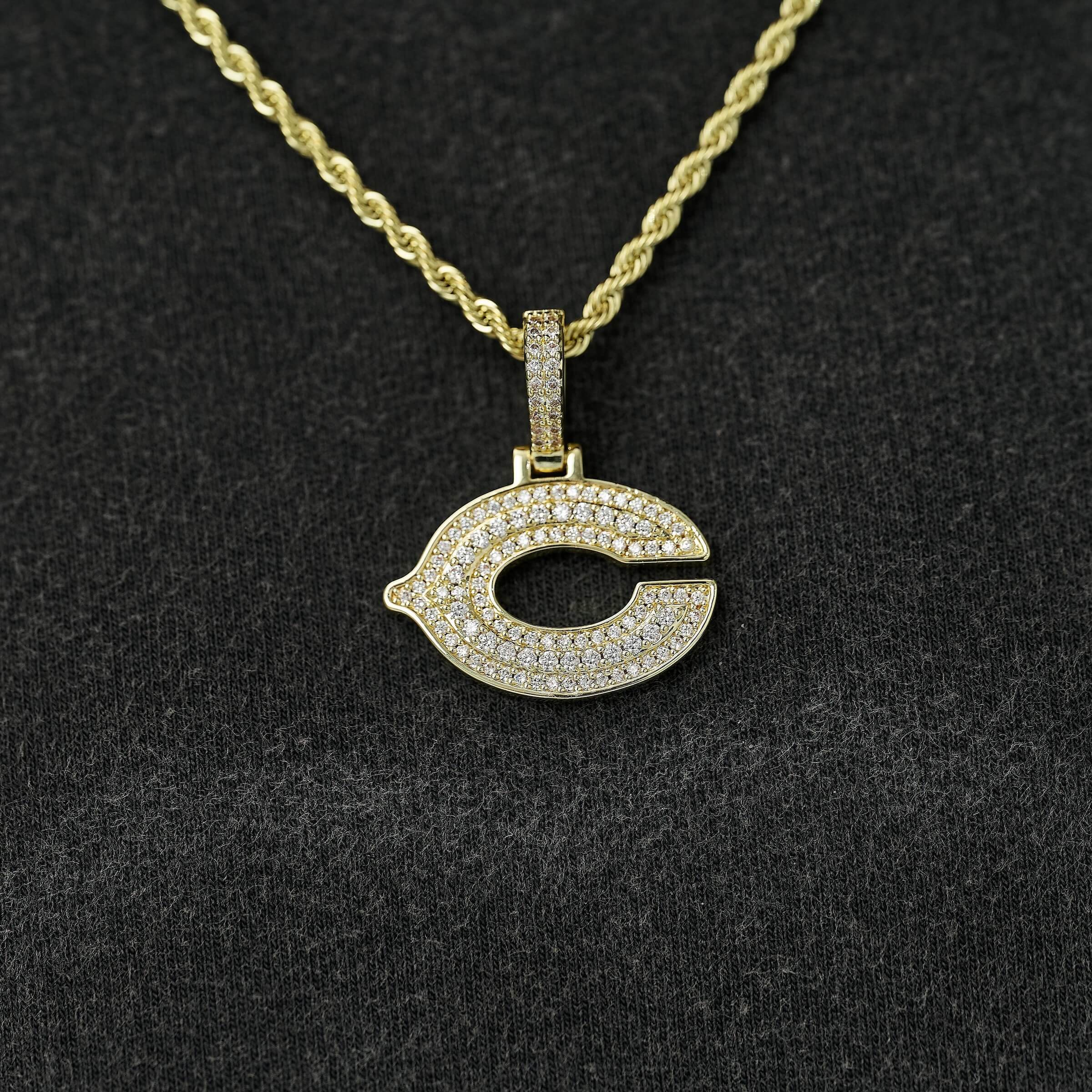 Chicago Bears Official NFL Micro Logo Pendant in Yellow Gold