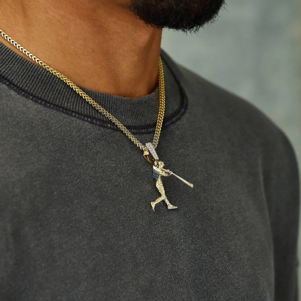 Los Angeles Dodgers Betts Official MLBPA Polished Batting Pendant in Yellow Gold