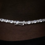 Diamond Mixed Oval Cut Tennis Chain in White Gold - 5mm