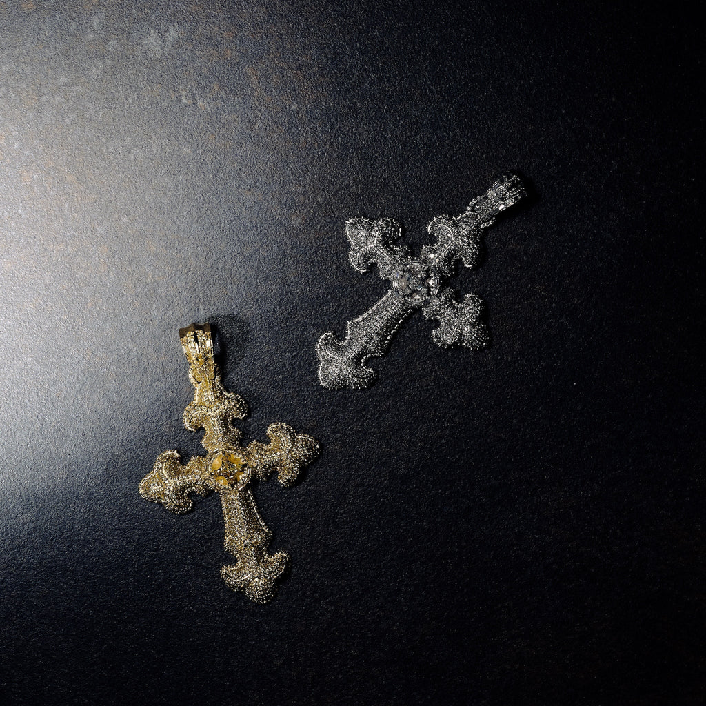 GLD X Bloody Osiris Large Iced Canary Cross Pendant in Yellow Gold Vermeil