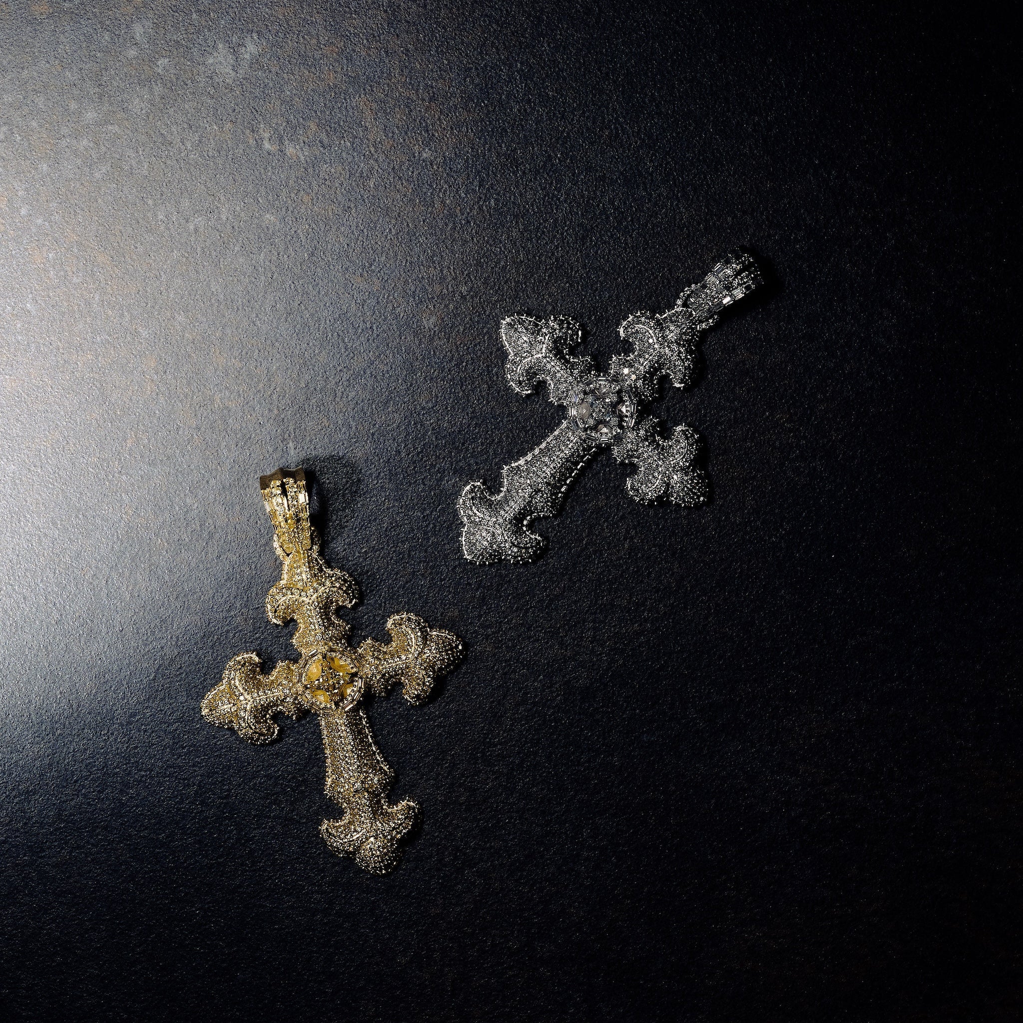 GLD X Bloody Osiris Large Iced Canary Cross Pendant in Yellow Gold Vermeil