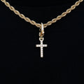 Iced Micro Cross Clip On Pendant in Yellow Gold