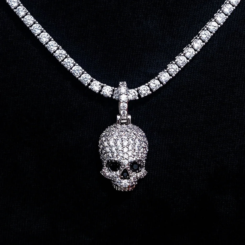 Iced Black Stone Skull Pendant