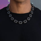 Iced Square Link Chain in Black - 17MM