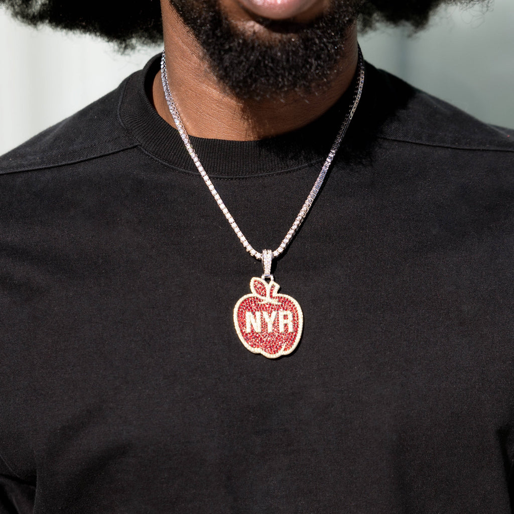 New York Rangers Official NHL Winter Classic Apple Logo Pendant in White Gold