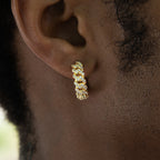 Huggie Diamond Prong Hoop Earrings in Yellow Gold