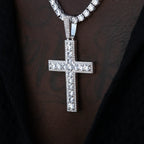 Large Diamond Pave Cross Pendant in White Gold