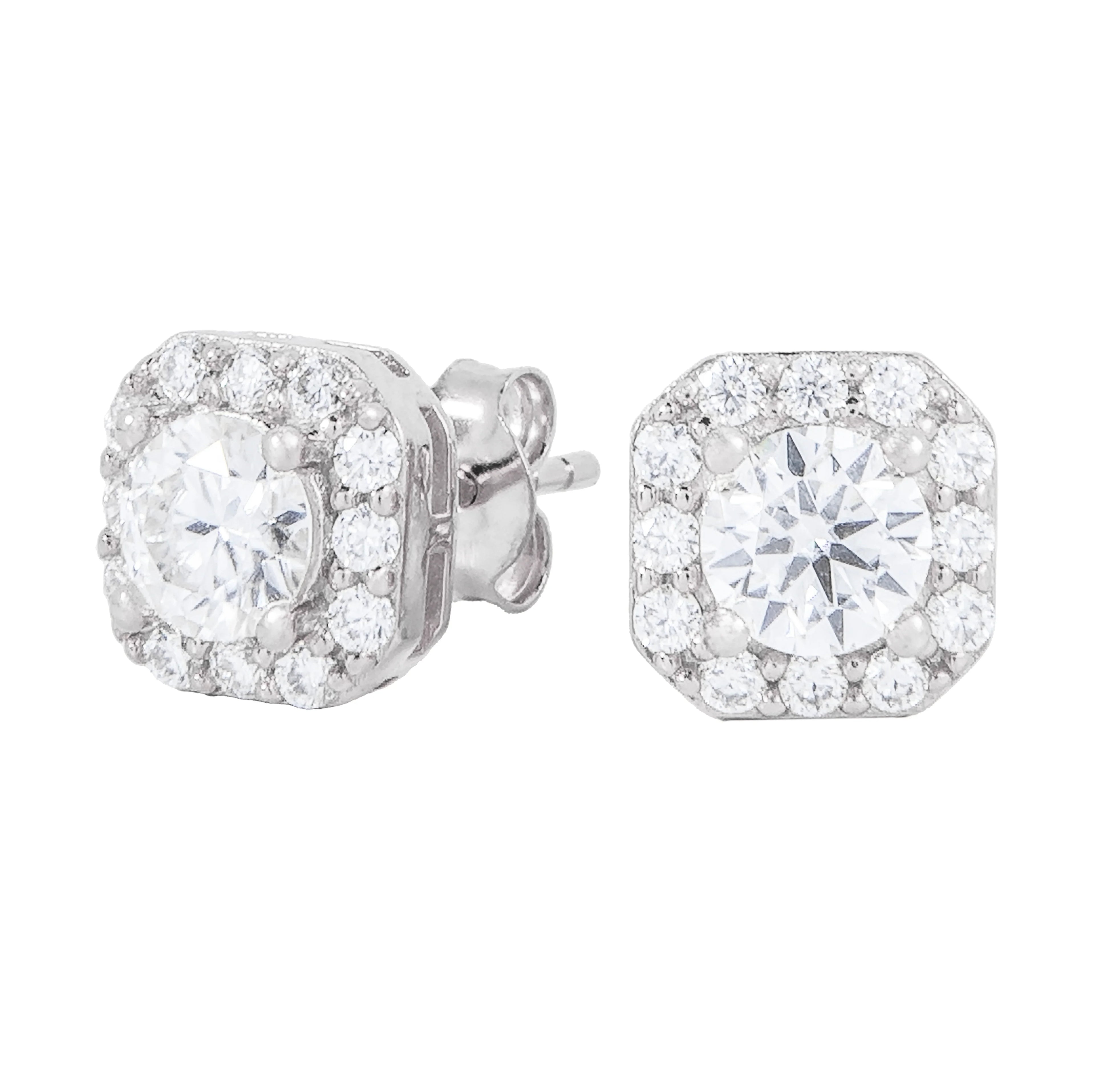 Micro Clustered Moissanite Earrings in White Gold Vermeil