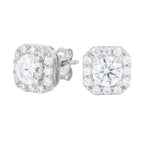 Micro Clustered Moissanite Earrings in White Gold Vermeil