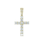 Men's Moissanite Diamond Cross Pendant in Yellow Gold Vermeil