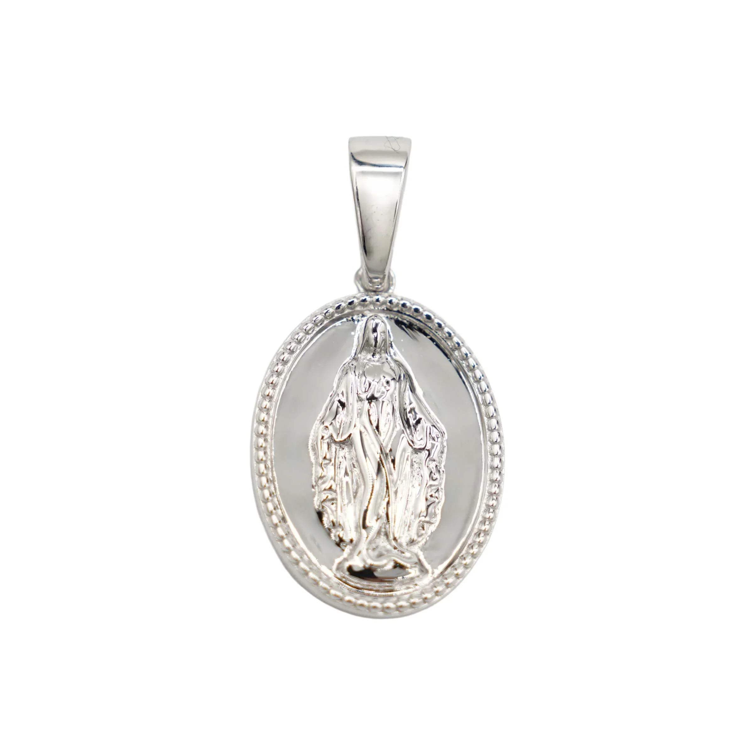 Micro Lady of Guadalupe Pendant in Sterling Silver