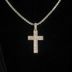 Diamond Baguette Cross Pendant in Yellow Gold