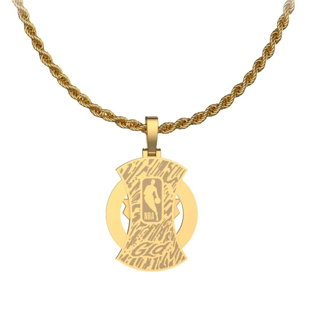 Moissanite New York Knicks Official NBA 2026 Championship Pendant in Yellow Gold Vermeil
