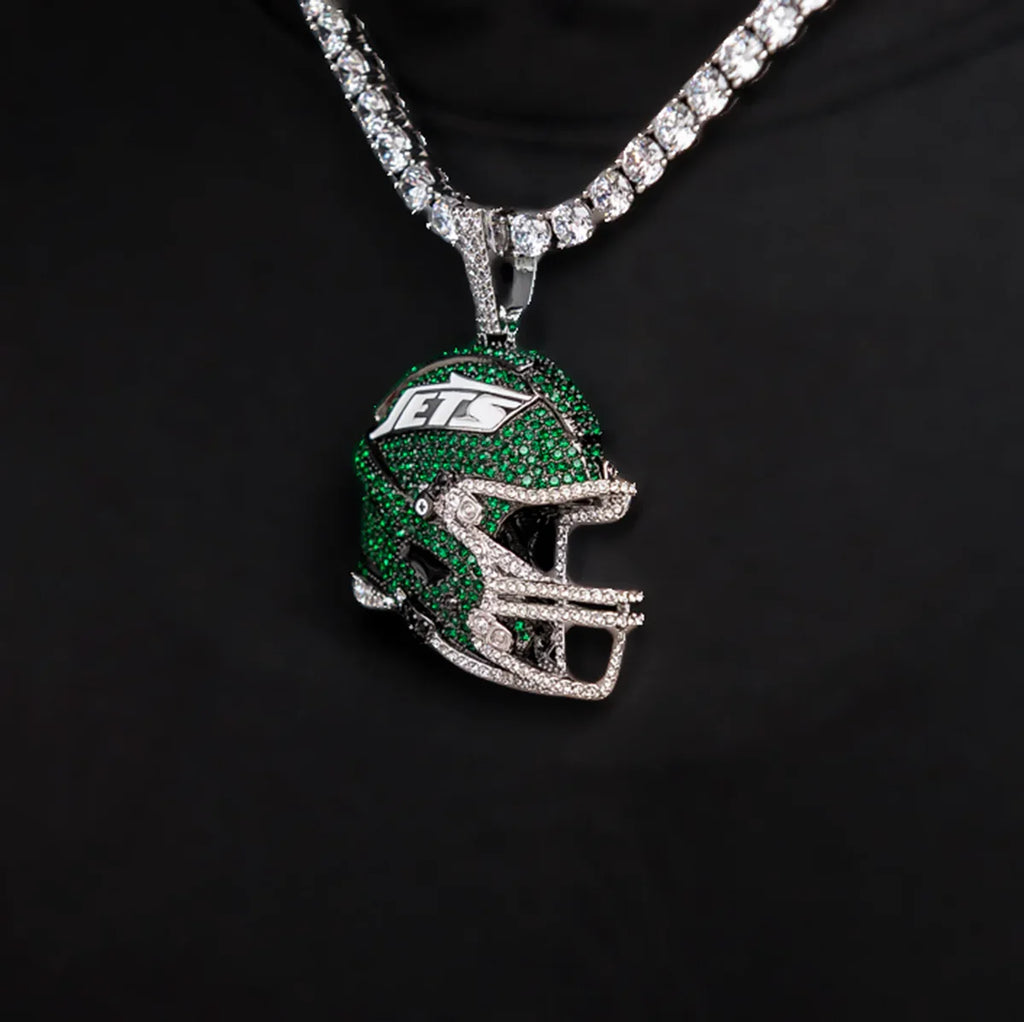 2025 New York Jets Team Helmet Pendant - White Gold