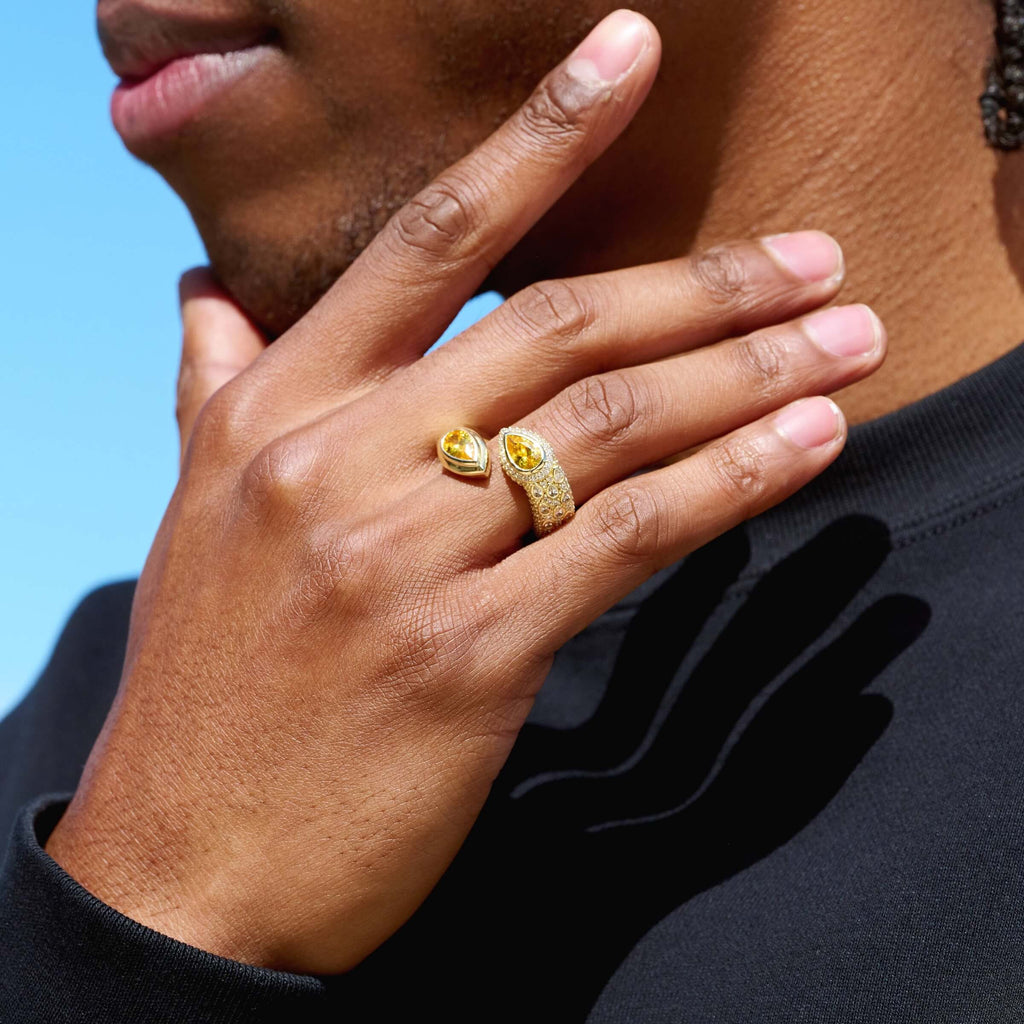 Double Pear Canary Ring in Yellow Gold Vermeil
