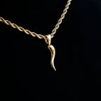 Italian Horn Pendant in Yellow Gold