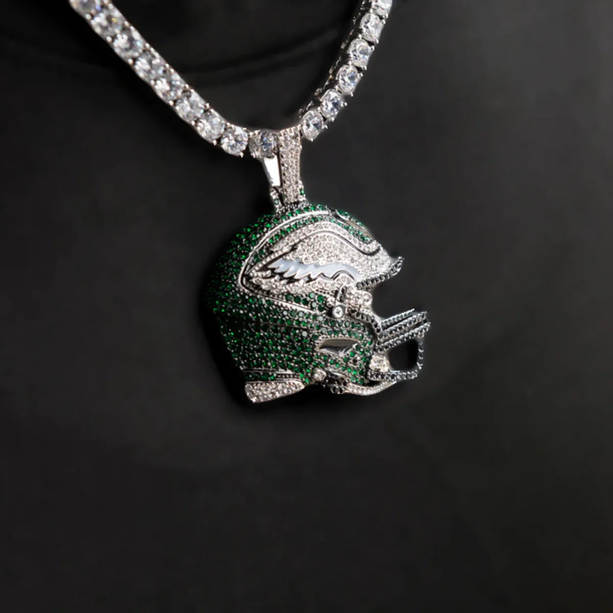 2025 Philadelphia Eagles Team Helmet Pendant - White Gold