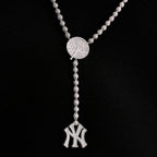 New York Yankees Official MLB Lariat in White Gold