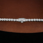 Iced Mini Clustered Tennis Chain in White Gold