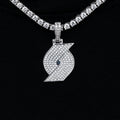 Portland Trail Blazers Official NBA Micro Logo Pendant in White Gold