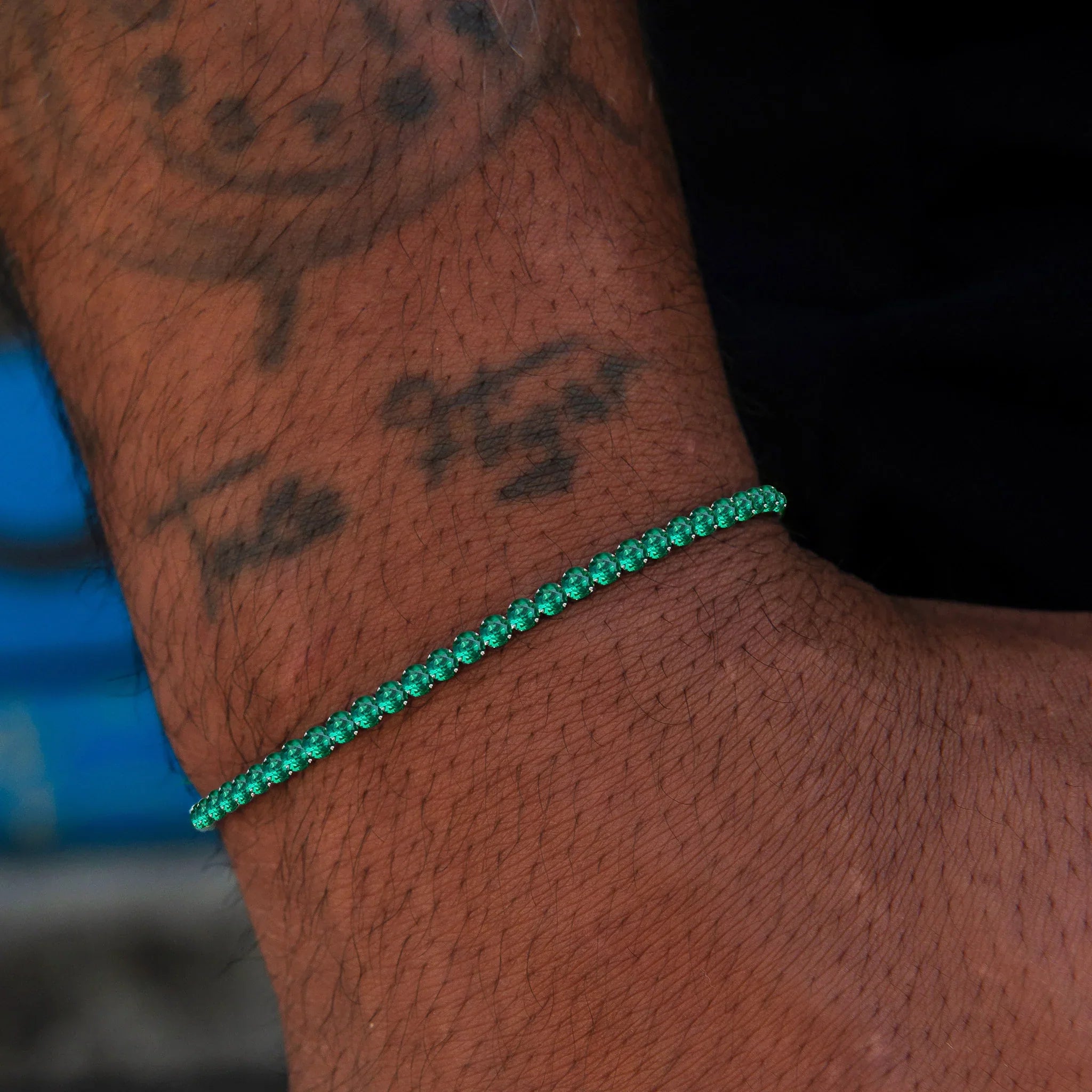 Emerald Micro Tennis Bracelet in White Gold