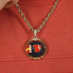 Diamond Spain Spinning Globe Flag Pendant in Yellow Gold