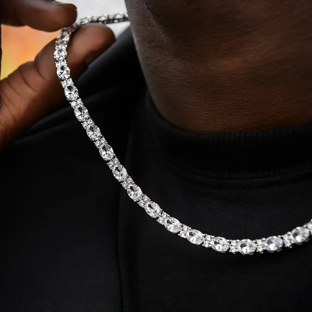 Diamond Mixed Oval Cut Tennis Chain + Bracelet Bundle - 5mm