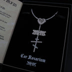 GLD X Bloody Osiris Iced Locket Rosary Chain in White Gold