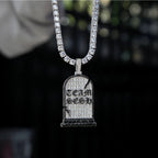 GLD X Sesh Bones Iced Grave Pendant in White Gold
