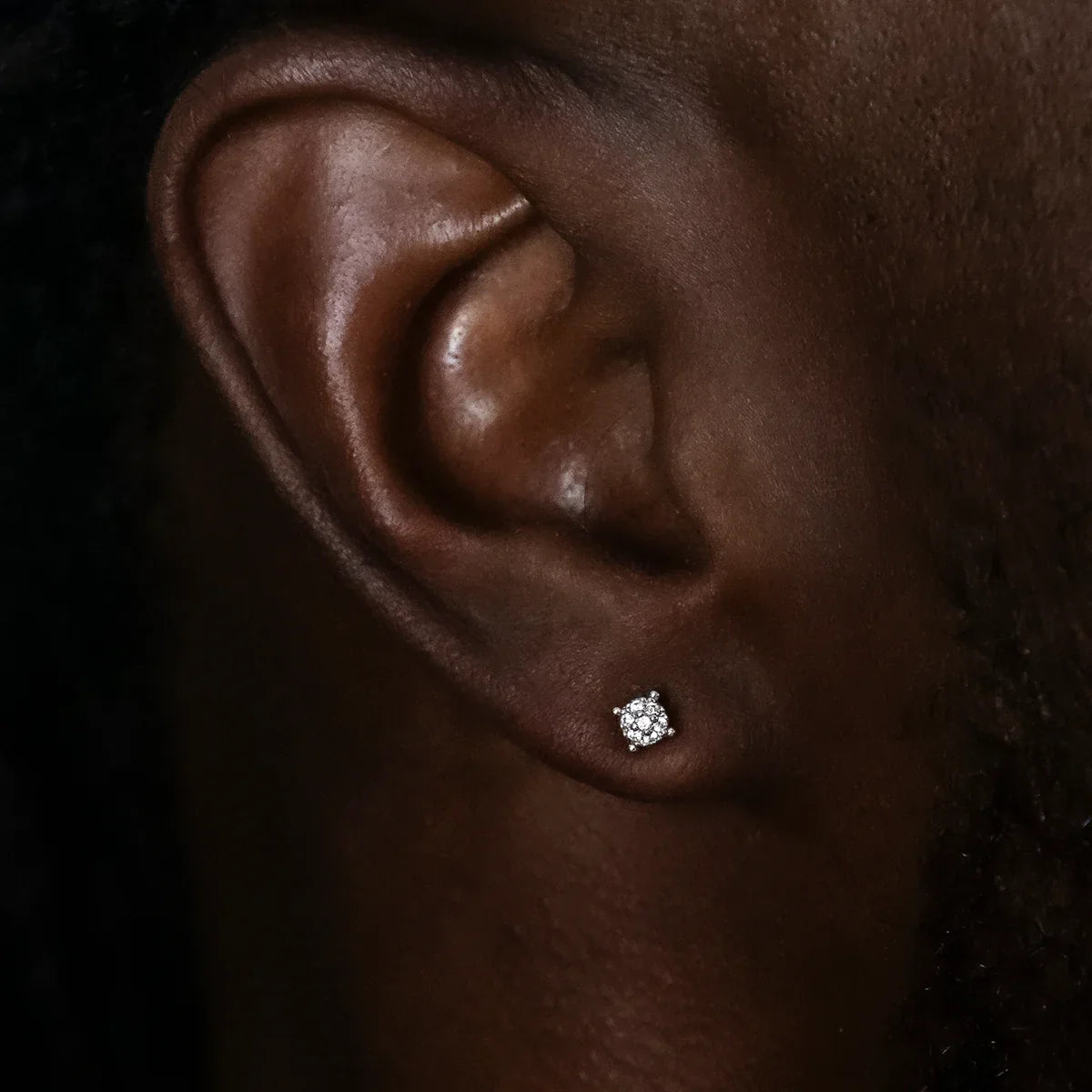 3mm Pave Round Earrings in White Gold