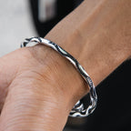 Iced Ball Bangle Bracelet in White Gold