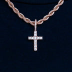 Micro Diamond Cross Pendant - Rose Gold