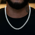 Diamond Rope Chain + Bracelet Bundle in White Gold- 7mm