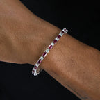 Ruby Baguette Tennis Bracelet in White Gold - 4MM