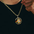 Diamond Germany Spinning Globe Flag Pendant in Yellow Gold