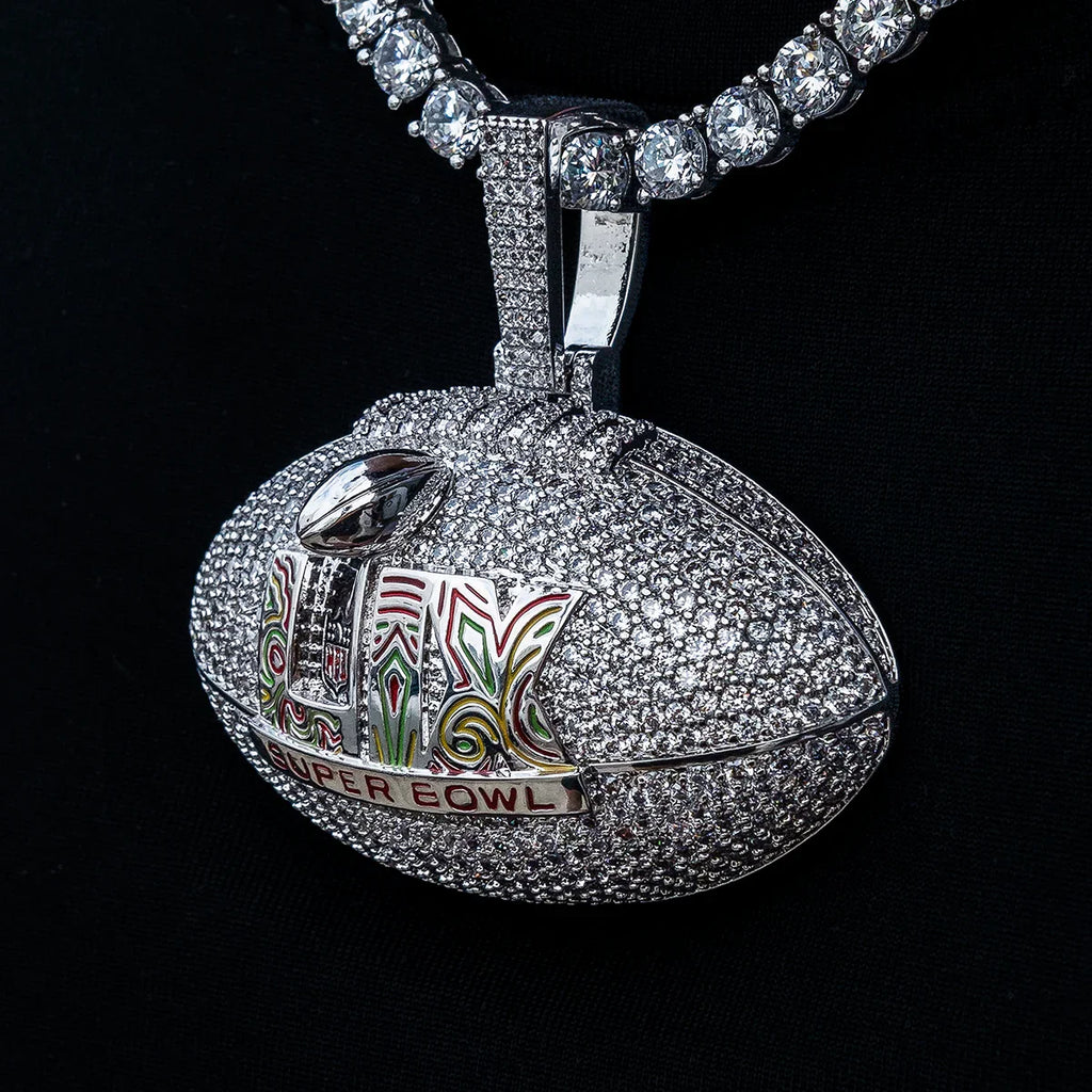 Super Bowl LIX Football Pendant - White Gold