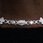 Baguette Cross Evil Eye Chain + Bracelet in White Gold
